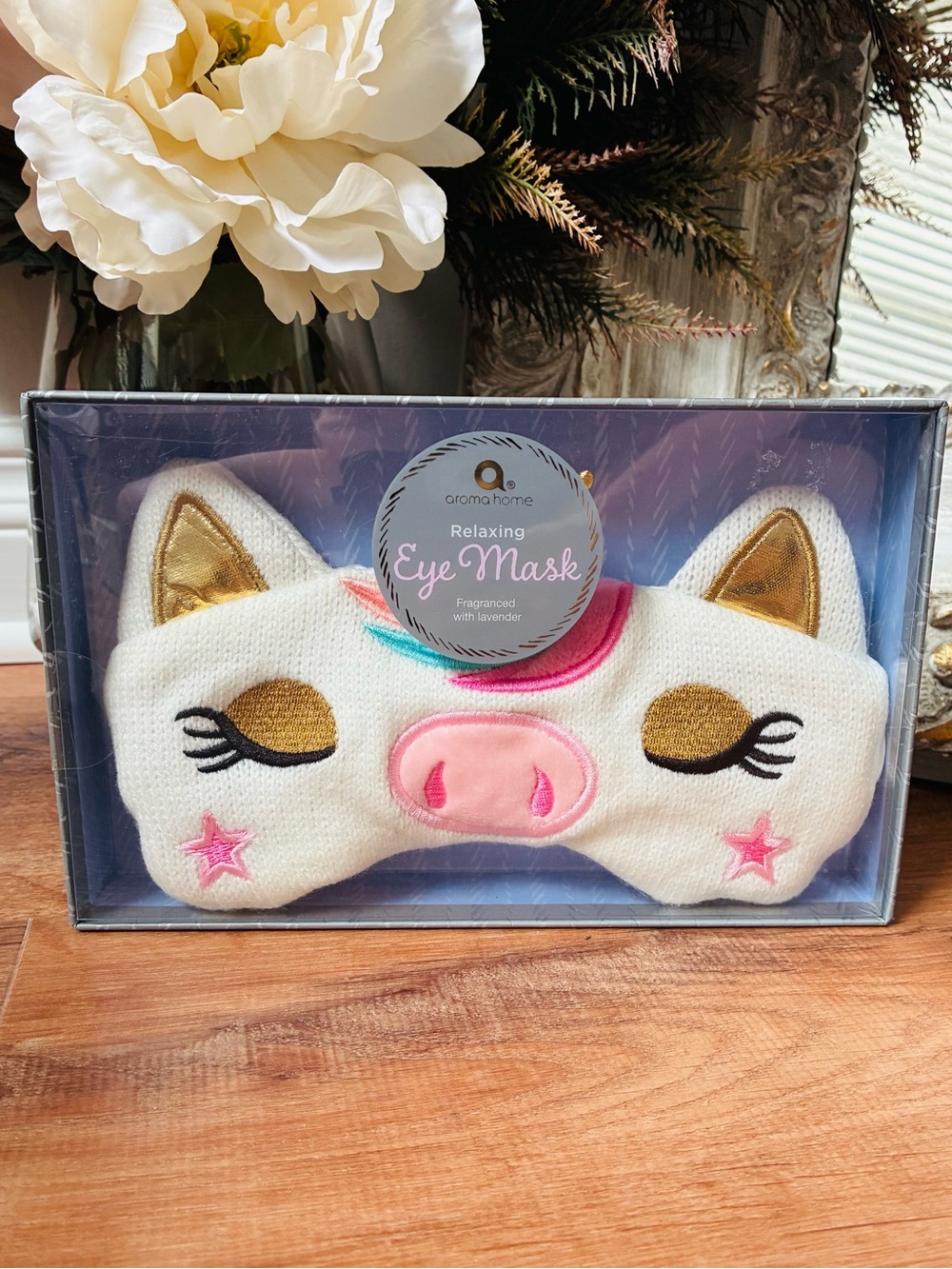 Aroma Home Unicorn Knit Lavender Sleep Mask, NIB